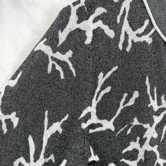 J. McLaughlin metallic tunic sweater Scandinavian twig design stretch silver S - Picture 4 of 8